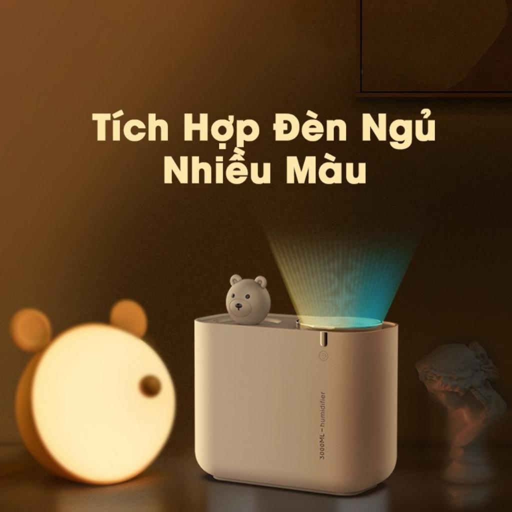 Máy phun sương tạo ẩm mini cute Humidifier M202, Máy phun sương bear hình thú tạo độ ẩm không khí đuổi muỗi