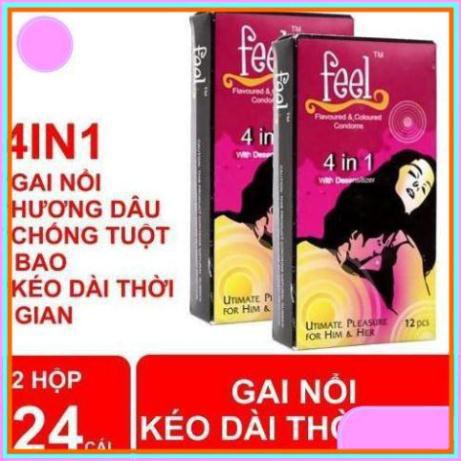 Bộ 2 hộp Bao Cao Su FEEL 4 IN 1 - Bi Gai - Kéo Dài Thời Gian Quan Hệ - Xuất Xứ Malaysia