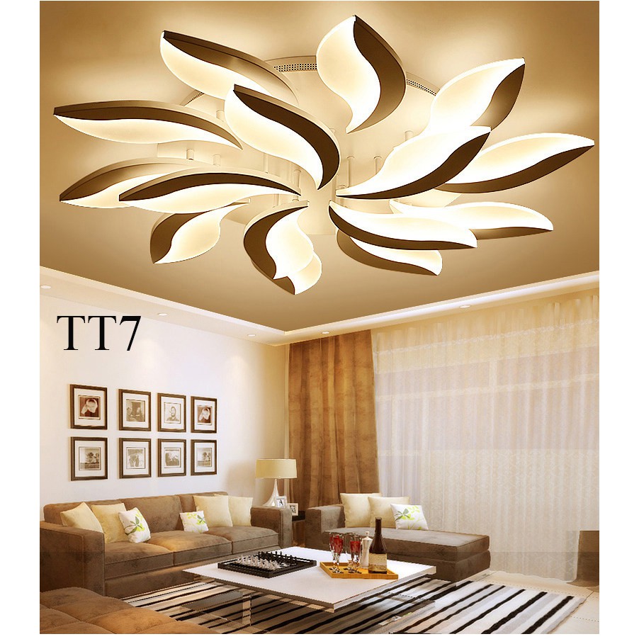 Đèn ốp trần đèn áp trần trang trí phòng khách phòng ngủ có kèm điều khiển từ xa phân tầng 3 chế độ sáng mẫu TT7