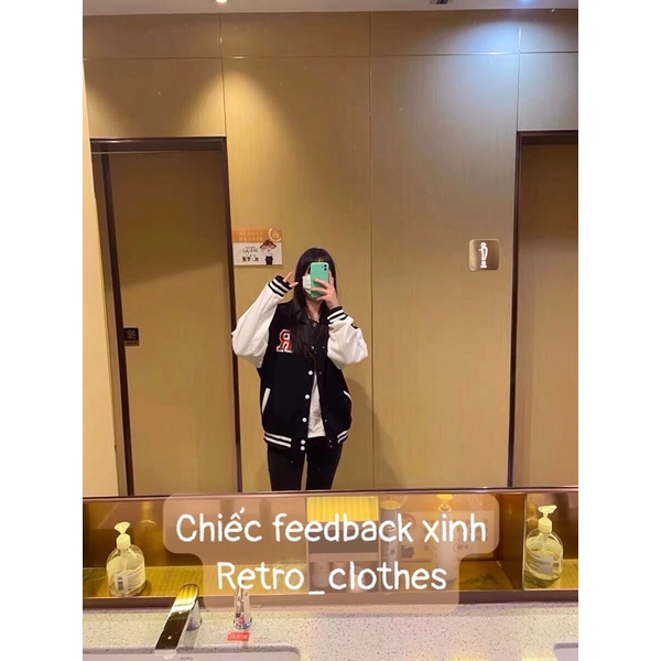 🍂 Áo Bomber Nam Nữ Cúc Bấm Thêu Nổi Chữ R Chất Nỉ gió dày dặn màu đen trắng dễ phối đồ | BigBuy360 - bigbuy360.vn