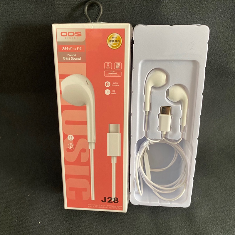 Tai nghe dây TYPE-C- J28, micro đàm thoại tiện lợi  Âm bass mạnh mẽ