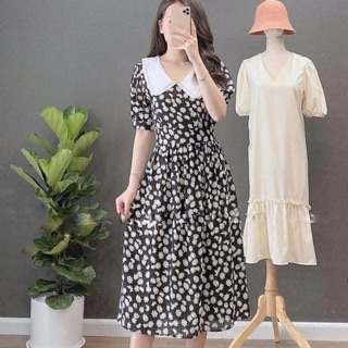 Váy hoa cúc cổ trắng dành cho nữ