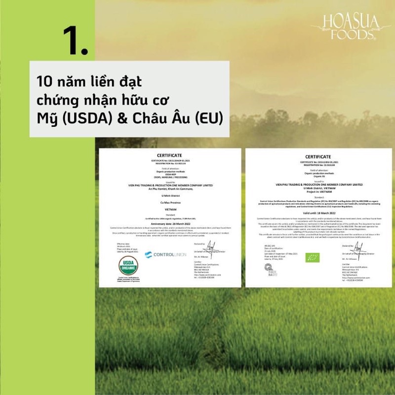 Gạo trắng lứt hữu cơ VietSuisse 1kg cho bé ăn dặm