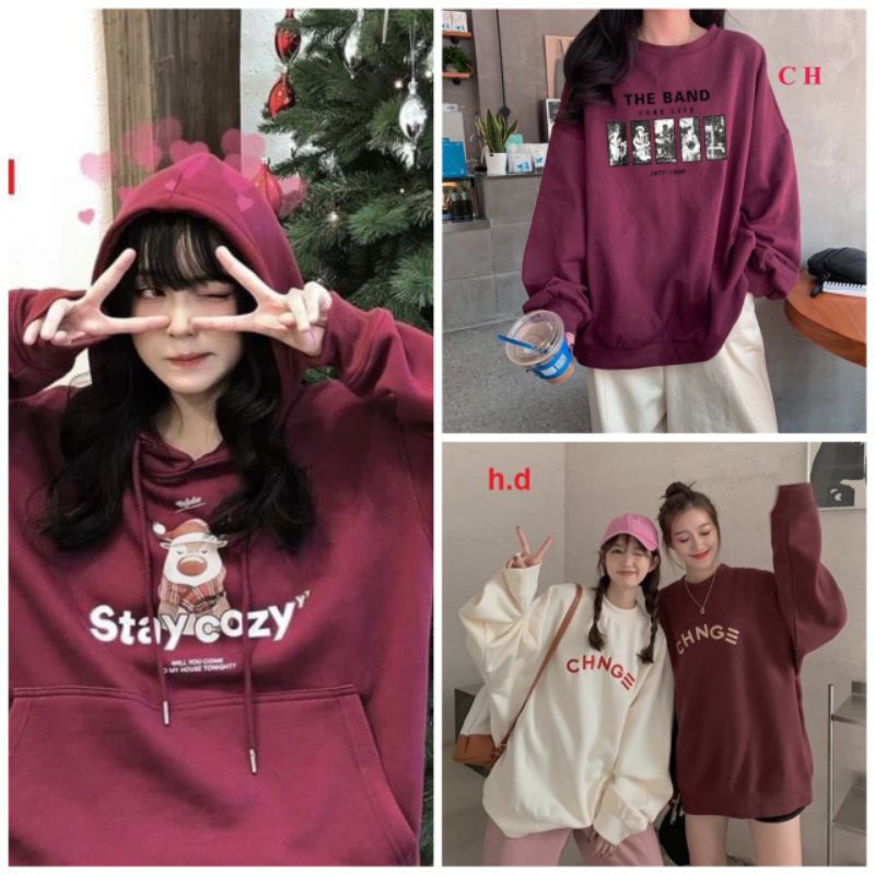 Áo Sweater Form Rộng Nỉ Hoạ Tiết Giáng Sinh Tay Dài Ulzzang Hot  NOEL KUTE Gấu Caro Mặc Đôi Nhóm Hot Hit