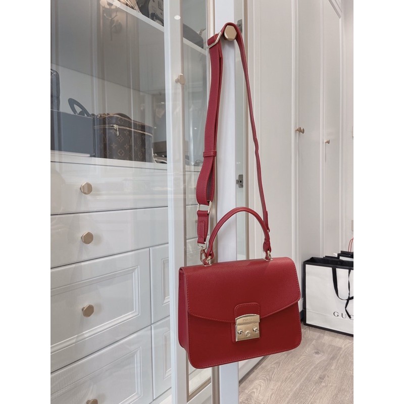 Túi F quai cầm sz 23cm kèm dây da đeo chéo