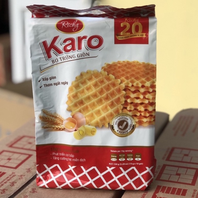 Bánh Karo Richy bơ trứng giòn 150g - 10 gói nhỏ thơm ngon