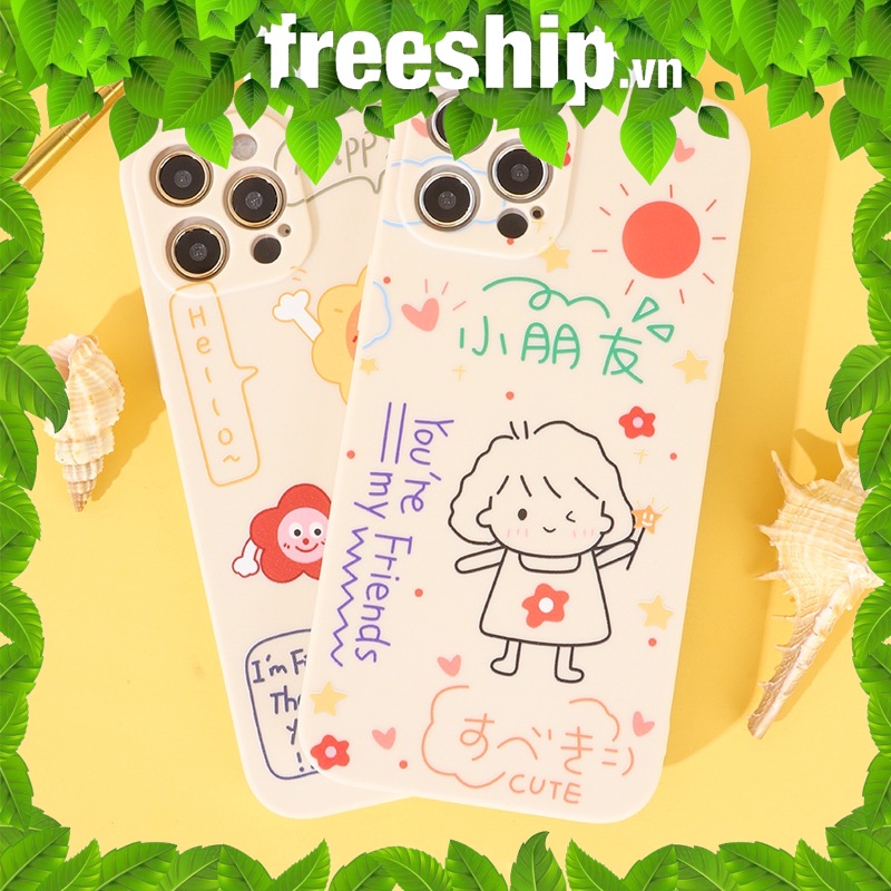 Ốp lưng iphone cạnh vuông ốp iphone hoa mặt trời của bé siêu dễ thương iphone 11promax/7plus/8/x/xsmax/12promax e83