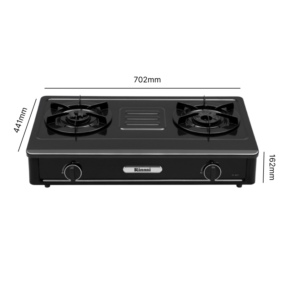 Bếp ga đôi Rinnai RV-A271B - Ngọn lửa xanh - Tiết kiệm ga - Hàng chính hãng