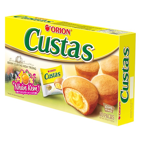 Bánh Custas Orion Kem Trứng (Hộp 20 cái + túi giấy)