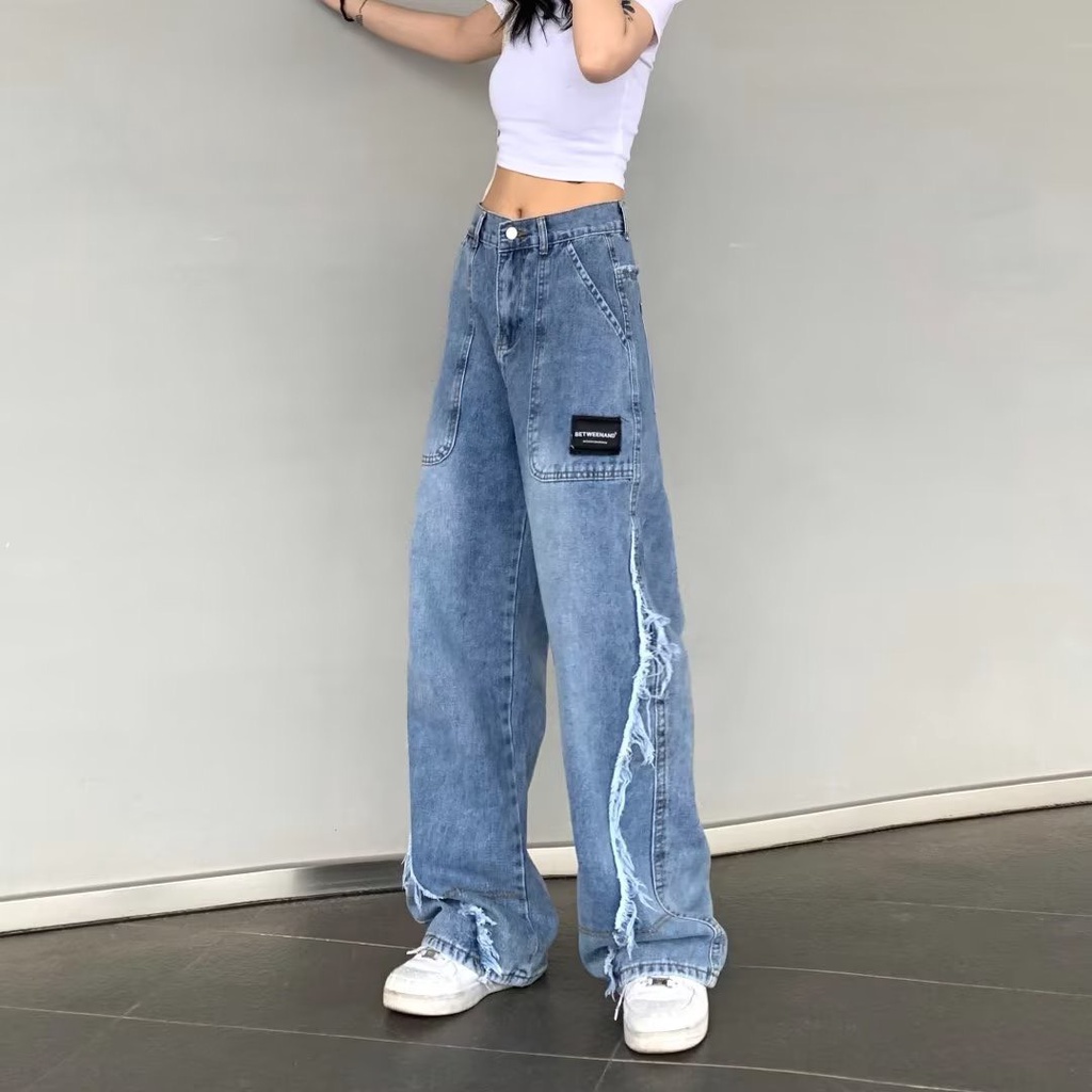 Quần jeans nữ dáng thung, quần jeans cạp cao phong cách Ulzzang_j26