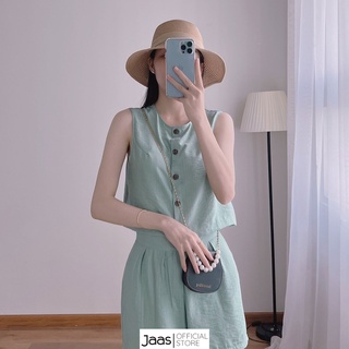 JAAS Set bộ nữ áo sát nách quần short lưng thun chất lụa cao cấp