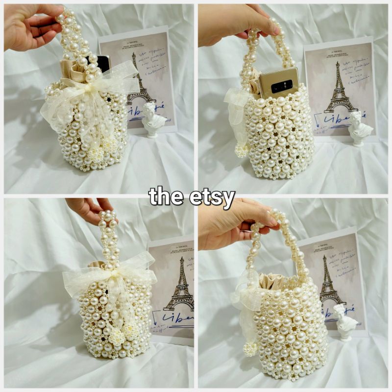 Túi Xách Nữ Đáy Tròn Handmade Làm Bằng Hạt Cườm