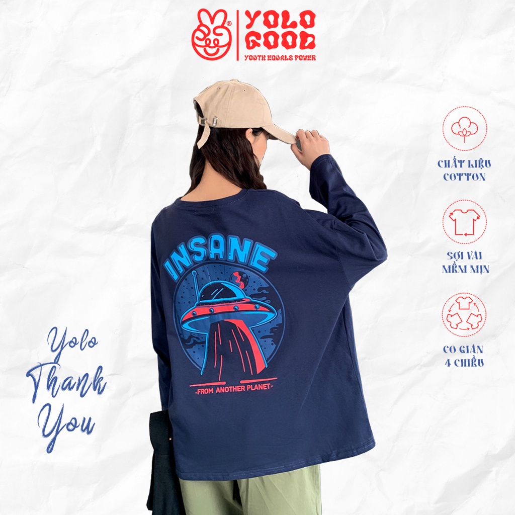Áo thun dài tay  INSANE  phông Unisex nam nữ tee oversize form rộng pull Ulzzang Streetwear Hàn Quốc vải mềm