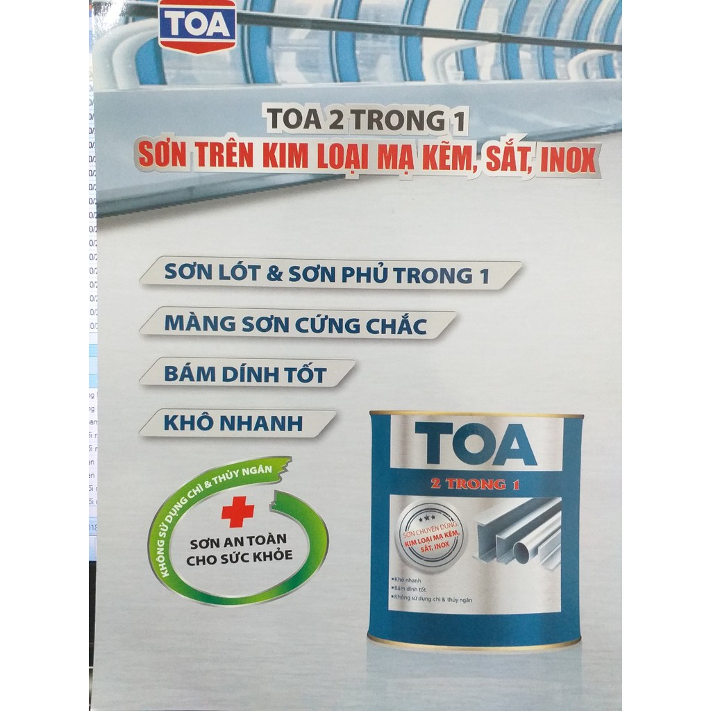 Sơn sắt kẽm Toa 2in1 nhiều màu (1kg)