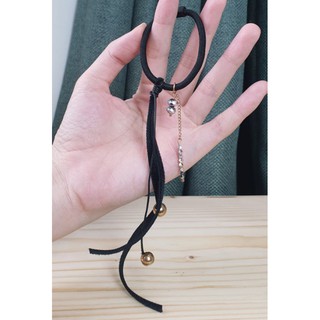 Cột tóc phối dây nhung phalê (handmade) thun mềm