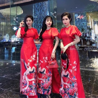 Sét áo dài gấm tay rộng