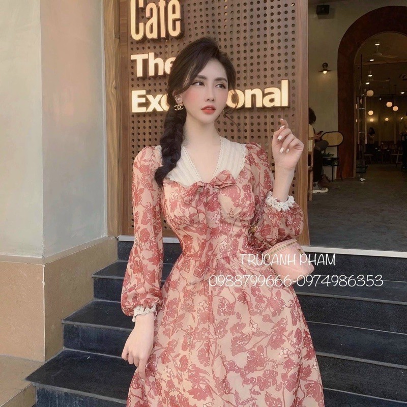 ĐẦM VOAN HOA CỔ REN SIU XINH