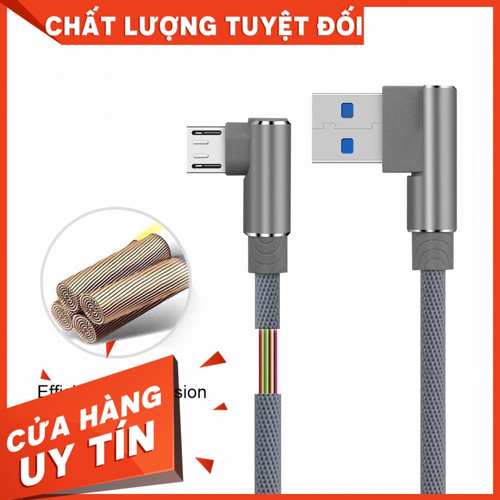 (Hot Trend )Cáp sạc truyền dữ liệu dây tết đầu USB type C, Micro vuông góc 90 độ