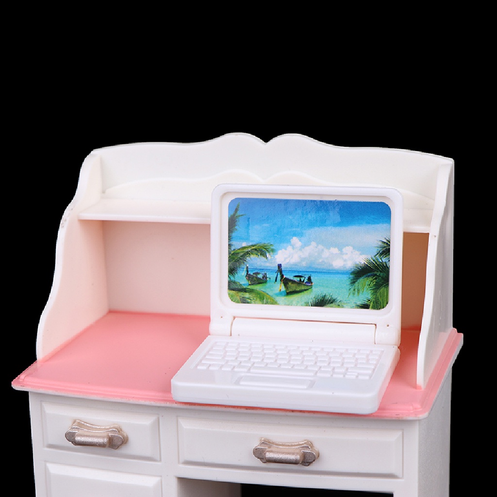 Bộ Bàn Ghế + Đèn + laptop + Ghế Phụ Kiện Cho Nhà Búp Bê Tỉ Lệ 1 / 6