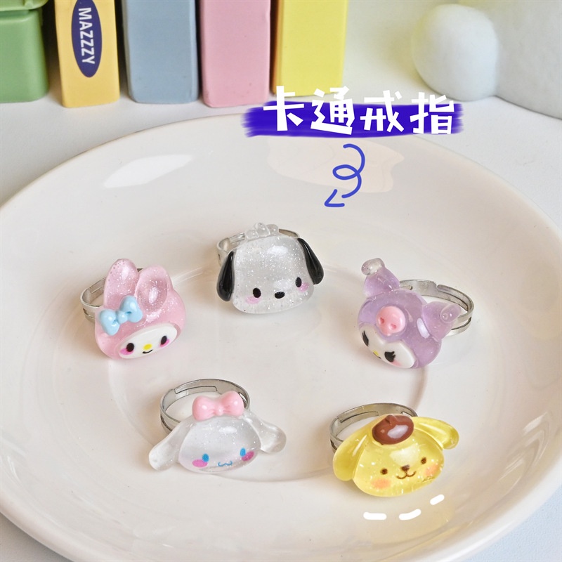 SANRIO Nhẫn Hình Chú Chó Cinnamon Dễ Thương Có Thể Điều Chỉnh Kulomi Cho Nữ
