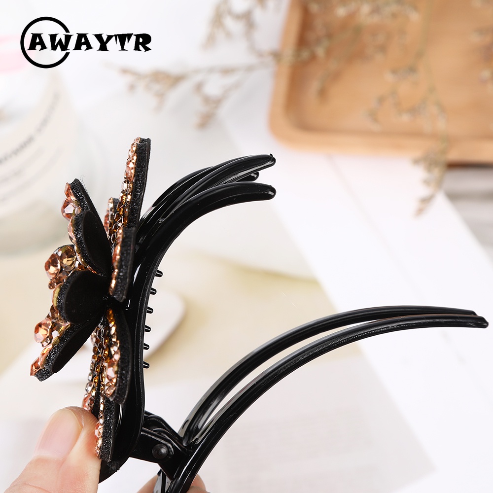 Kẹp tóc hình hoa đính đá phong cách mới cho nữ