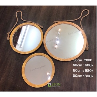 Gương tròn khung gỗ đủ kích thước giá rẻ nhất Hà Nội