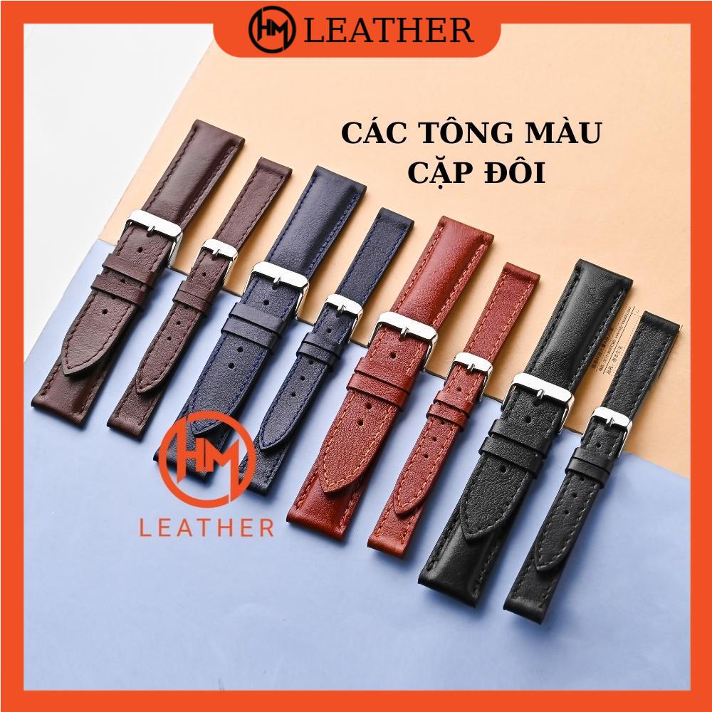 Dây đồng hồ da bò chống thấm nước - Đủ size 12/14/16/18/20/22/24 - Thương hiệu Hima Leather FLEXIBLE