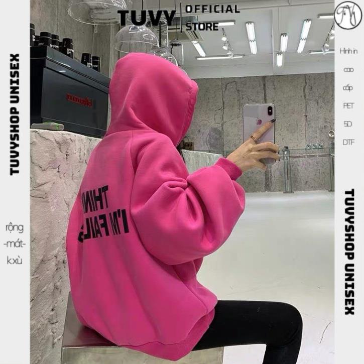 Áo hoodie nữ TUVY nỉ bông form rộng áo nỉ có mũ dây kéo dày ấm mũ 2 lớp 3 màu xám,trắng,hồng