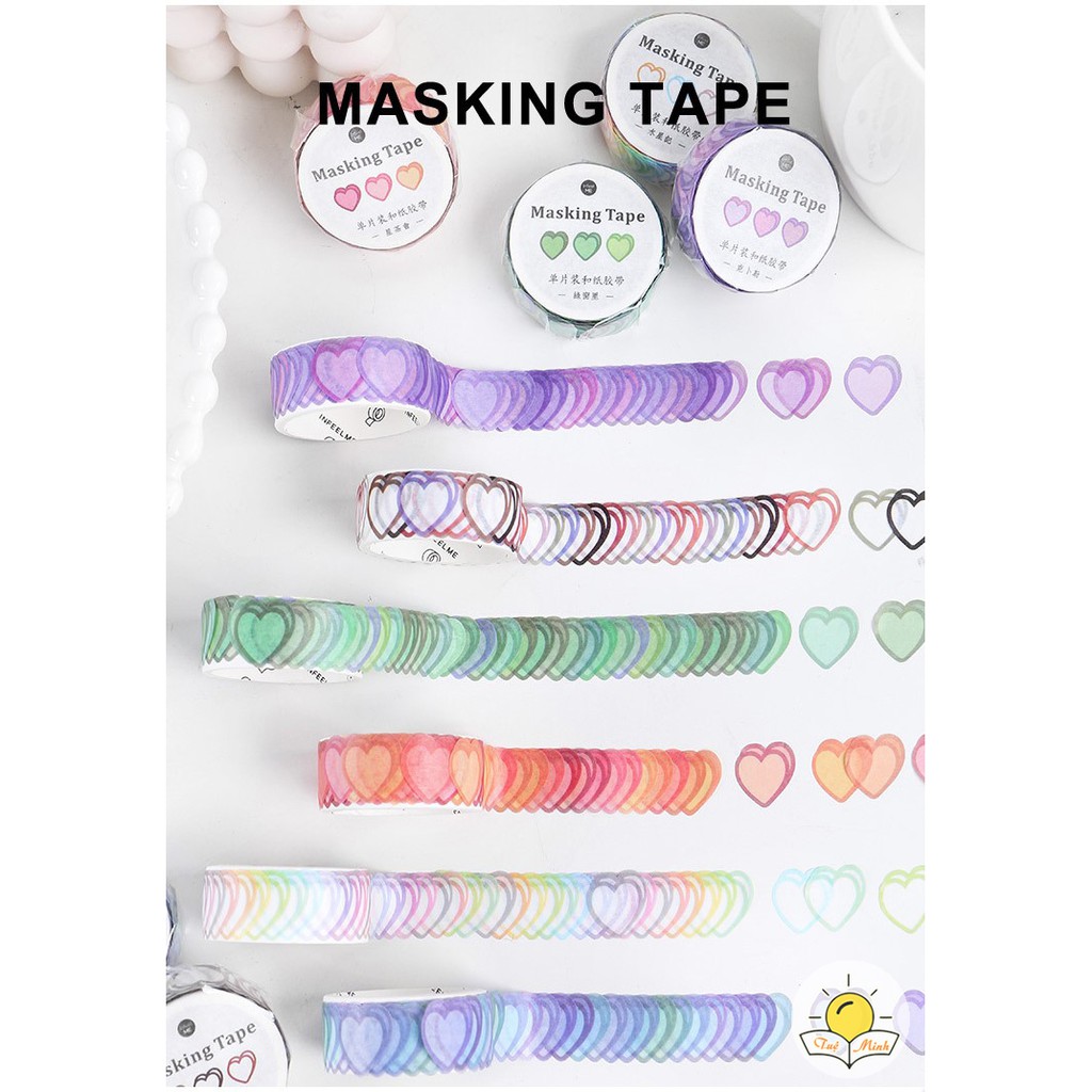 Cuộn 100 sticker trái tim dán trang trí sổ tay, take note, bưu thiếp handmade STI34