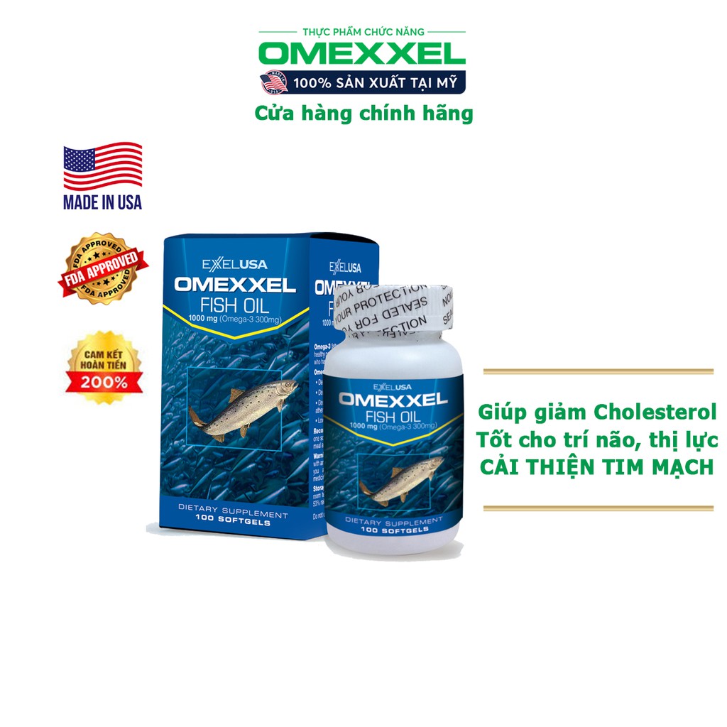 [Mã FMCGMALL - 8% đơn 250K] Viên uống dầu cá Omexxel Fish Oil 1000mg - Lọ 100 viên