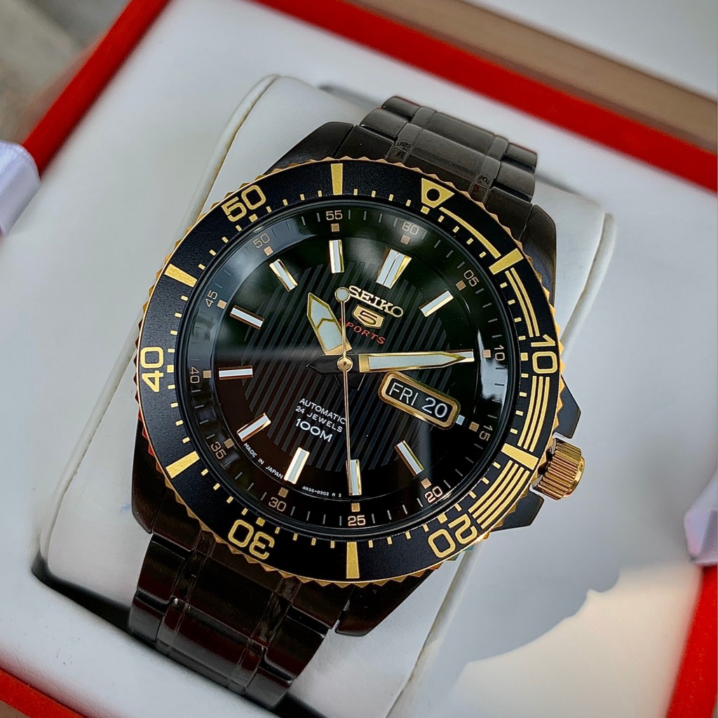 [INBOX TRẢ GIÁ] Đồng hồ Nam chính hãng Seiko 5 Sports SRP558J1 Mặt đen