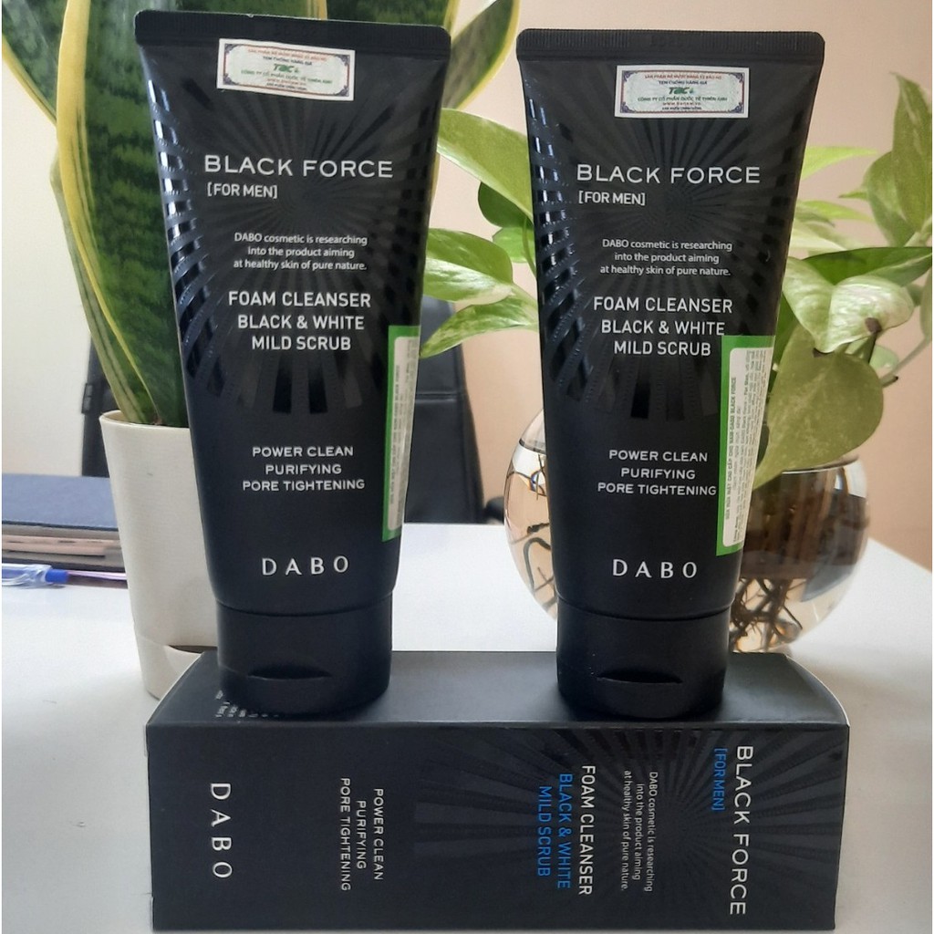 Sữa rửa mặt cho Nam Dabo Black Force 120ml/ Hộp Hàn quốc-Tinh chất than sạch da,xóa mụn dưỡng ẩm