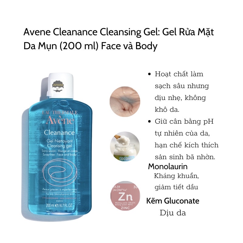 Sữa rửa mặt Avene Cleanance Cleansing Gel 400ml cho da nhờn mụn nhạy cảm