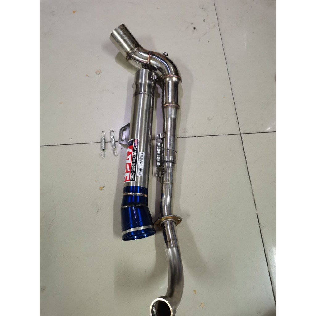 Pô dành cho xe Dream, Wave, Sirius chất liệu inox cổ cong 2 khúc full bộ