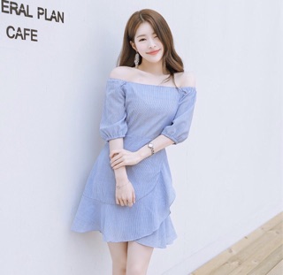 Đầm váy sọc xanh tùng bèo (kèm hình thật)