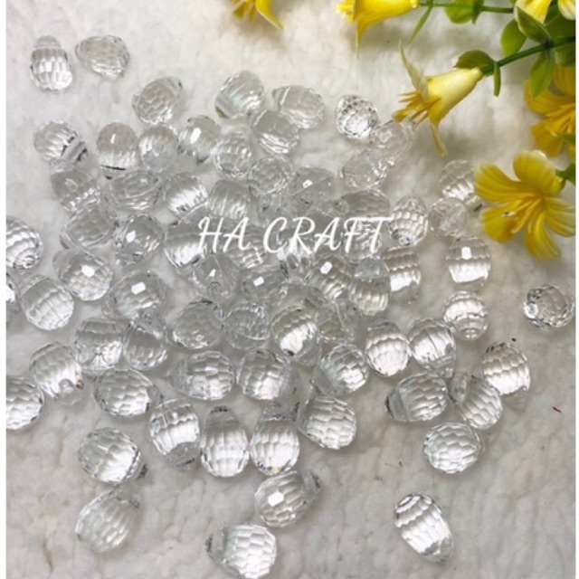 Hạt nụ giọt nước pha lê, hạt nhựa (nụ dạ quang) làm hoa handmade DIY