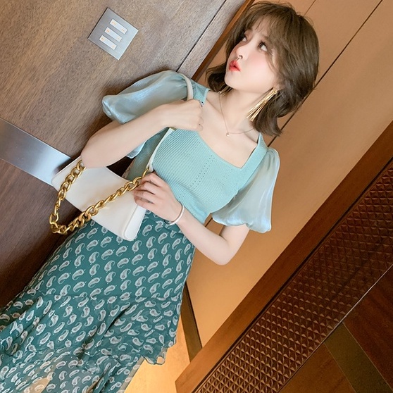 【ZHELIHANGFEI】 Áo Dệt Kim Tay Phồng Thời Trang Sang Trọng