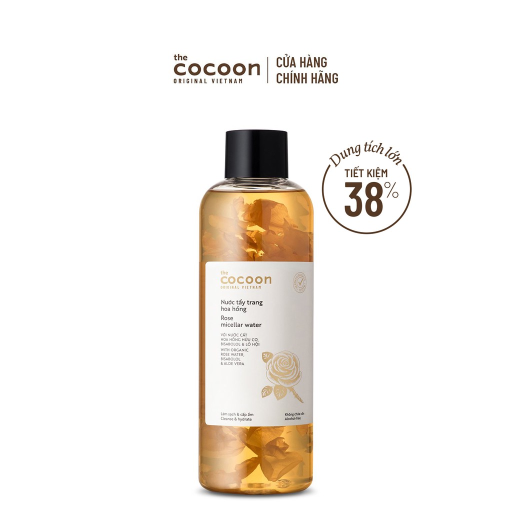 [Mã COSCN5 giảm 8%] Bigsize - Nước tẩy trang hoa hồng Cocoon tẩy sạch makeup &amp; cấp ẩm 500ml