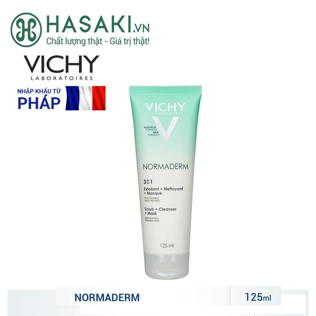 Kem Tẩy Tế Bào Chết 3 Tác Động Vichy Normaderm 3 in 1 Scrub + Cleanser + Mask 125ml