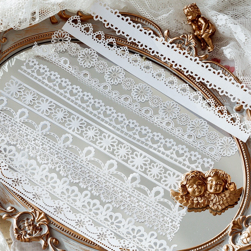 Set 10 Tấm Giấy Phối Ren Dùng Trang Trí Sổ Tay/Nhật Ký DIY