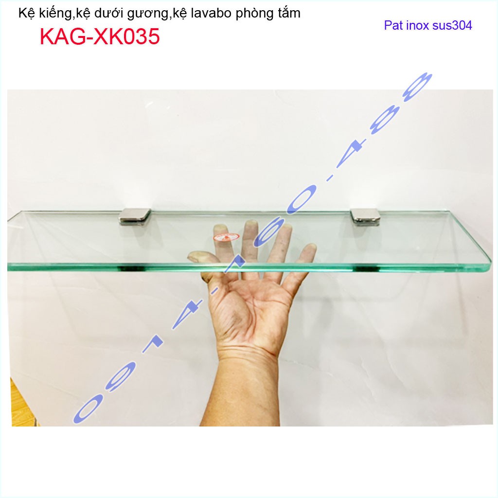 Kệ kiếng phòng tắm KAG-XK035, kệ kính trơn pát Inox 304 cao cấp dễ vệ sinh sử dụng tốt