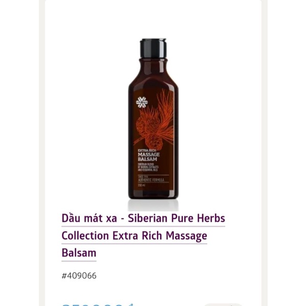 Dầu thơm Balsam Siberi Pure Herbs Collection Extra Rich Massage Balsam