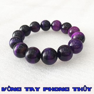Vòng tay phong thủy đá mắt hổ tím 12ly