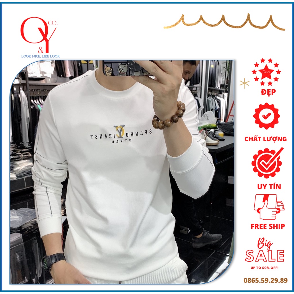 Áo thun thu đông Sweater nỉ nam - nữ unisex dài tay N03 Đen, Đẹp - Cá Tính