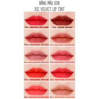 Son lì 3ce velvet liptint
