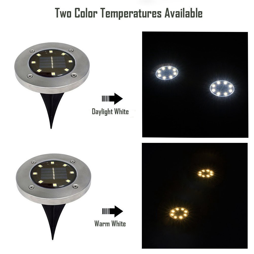 Đèn Led 8 Bóng Năng Lượng Mặt Trời Chống Thấm Nước Cho Lối Đi