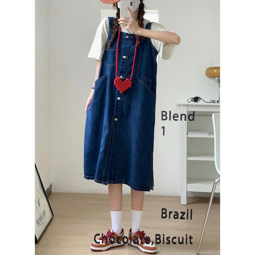 Đầm Yếm Denim Phối Nhiều Túi Xẻ Tà Thời Trang Cá Tính Dành Cho Nữ 61237