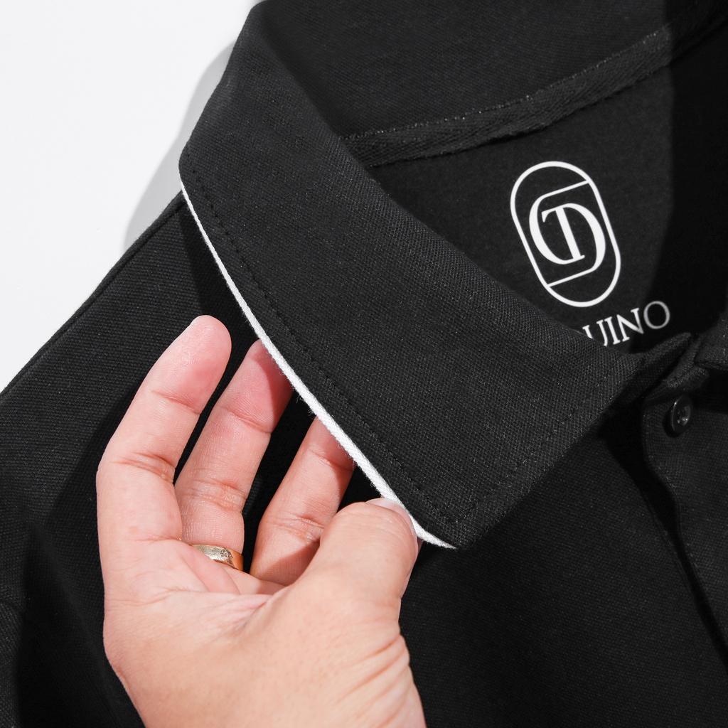 Áo Thun Polo Nam Vải Cotton Cá Sấu Màu Đen Quý Phái, Đen