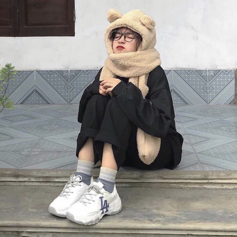 Giày sneaker thể thao Nam Nữ MLB LA đế xám