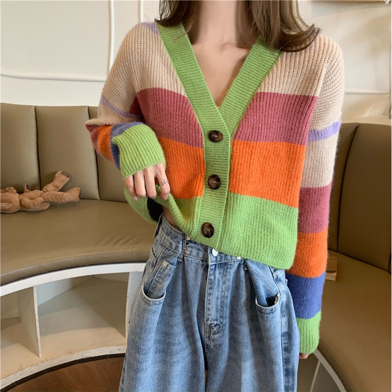 Áo Khoác cardigan Dệt Kim Tay Dài Cổ Chữ V Thời Trang Mùa Xuân Mới Cho Nữ